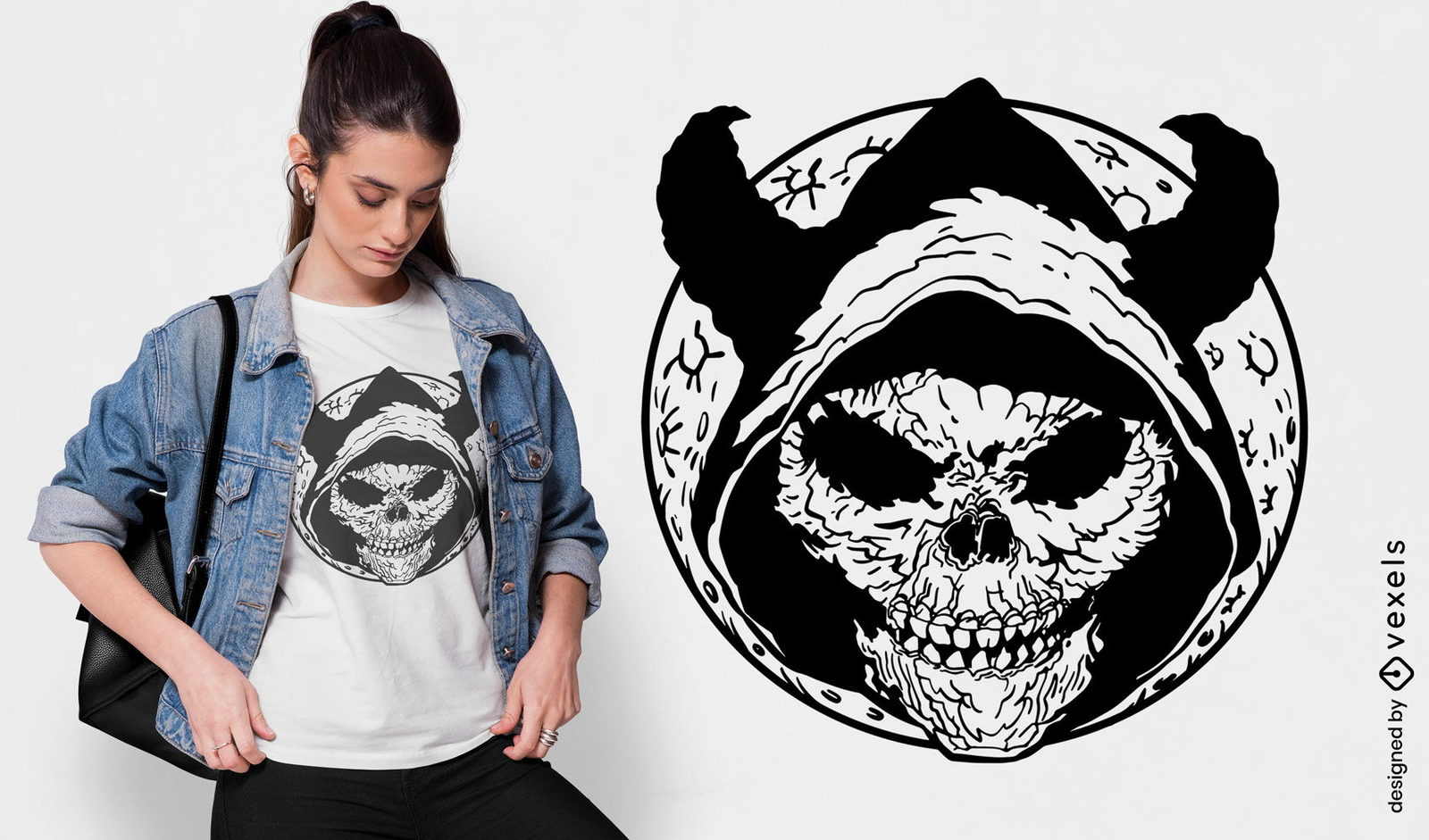 Diseño de camiseta de monstruo de calavera de Halloween