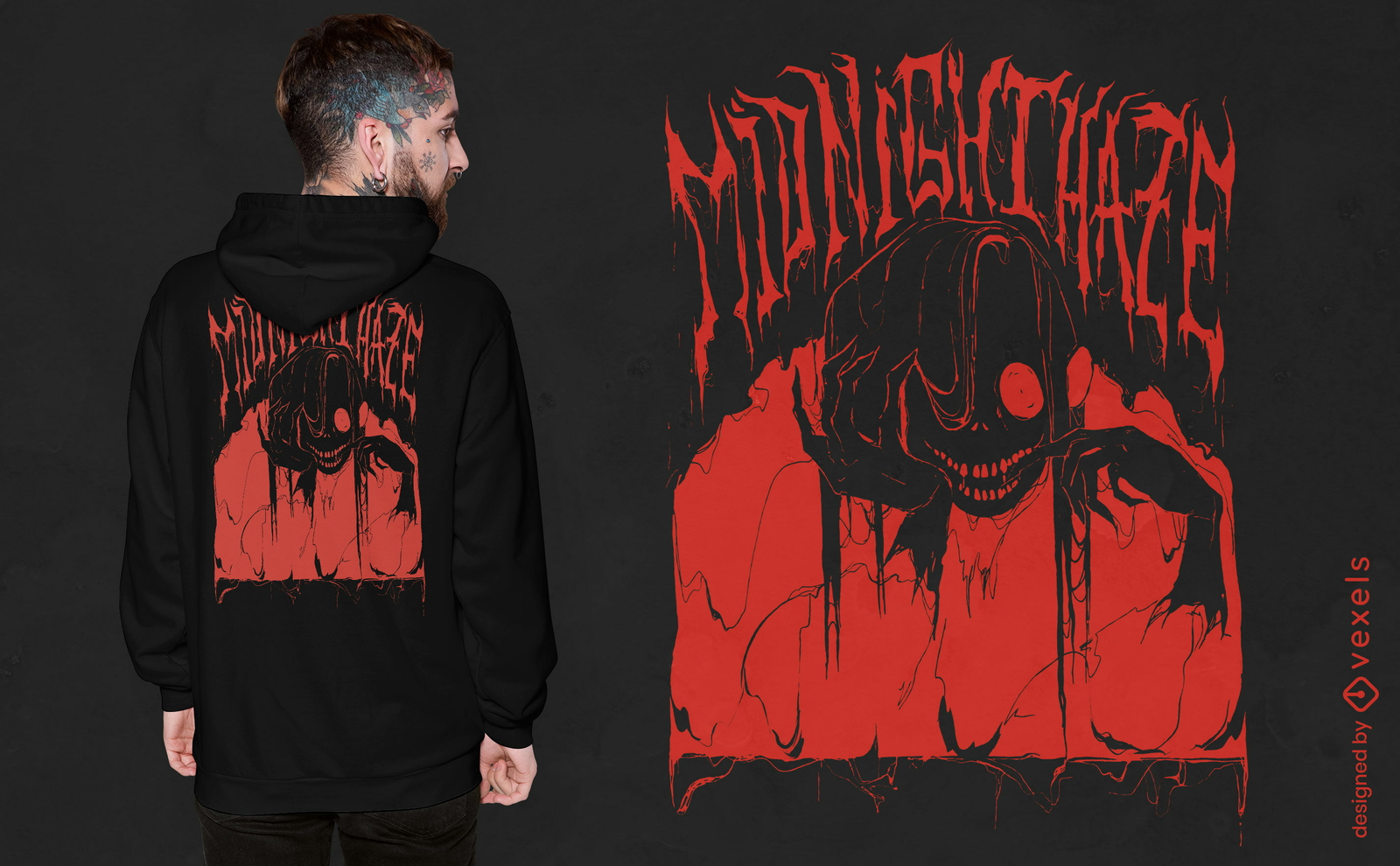 Diseño de camiseta de criatura sangrienta de terror