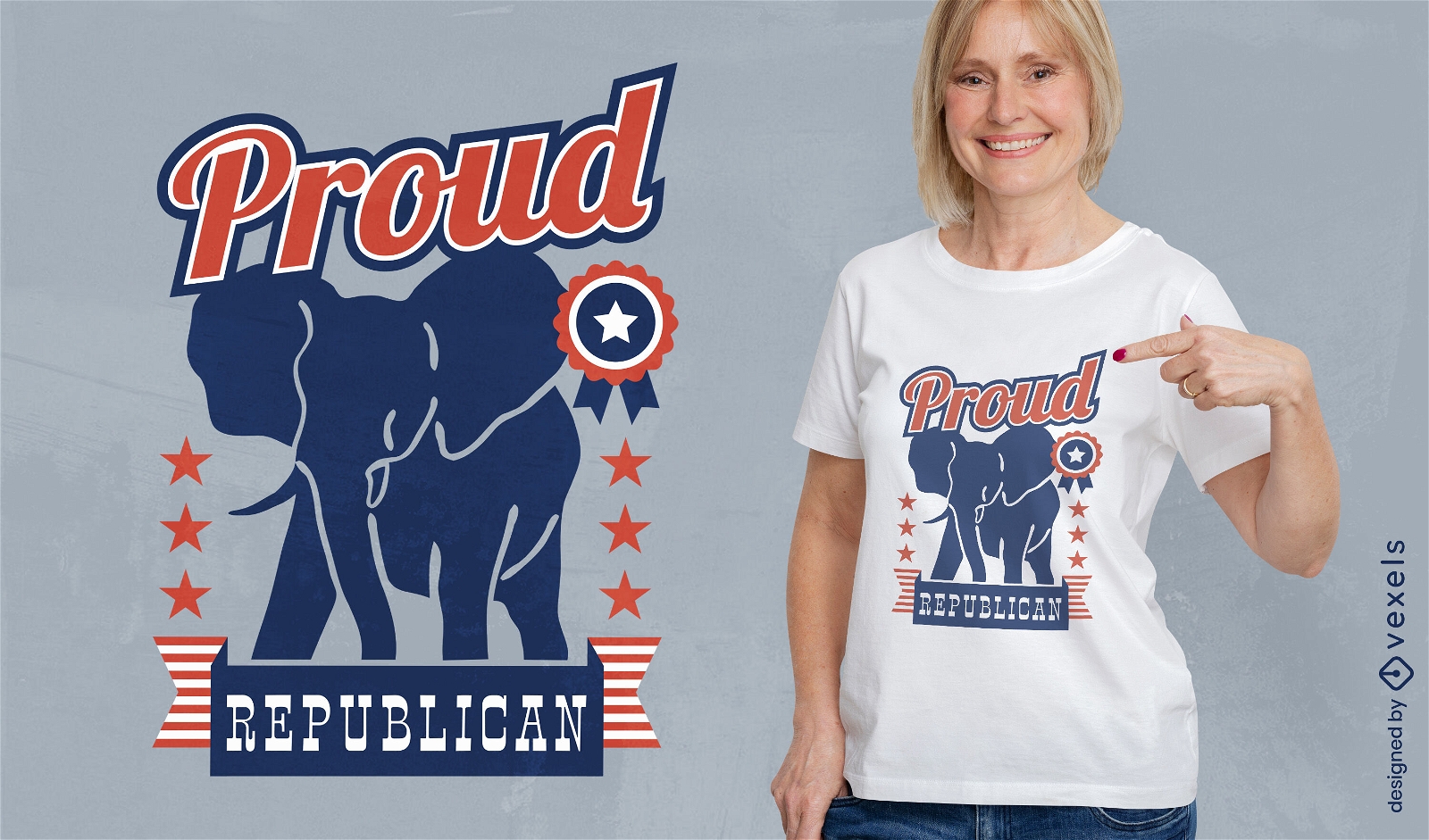 Diseño de camiseta de elefante republicano.