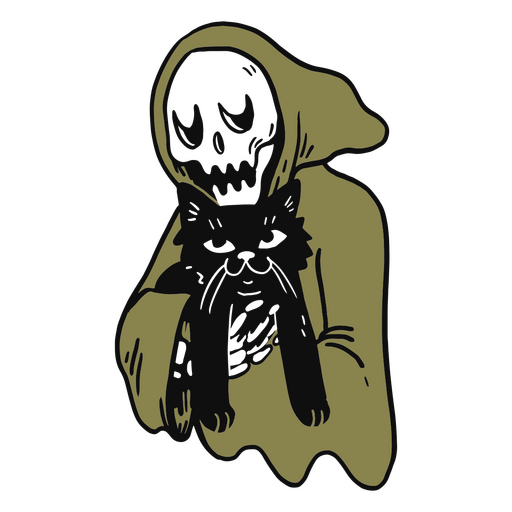 Grim reaper sosteniendo un gato negro Diseño PNG