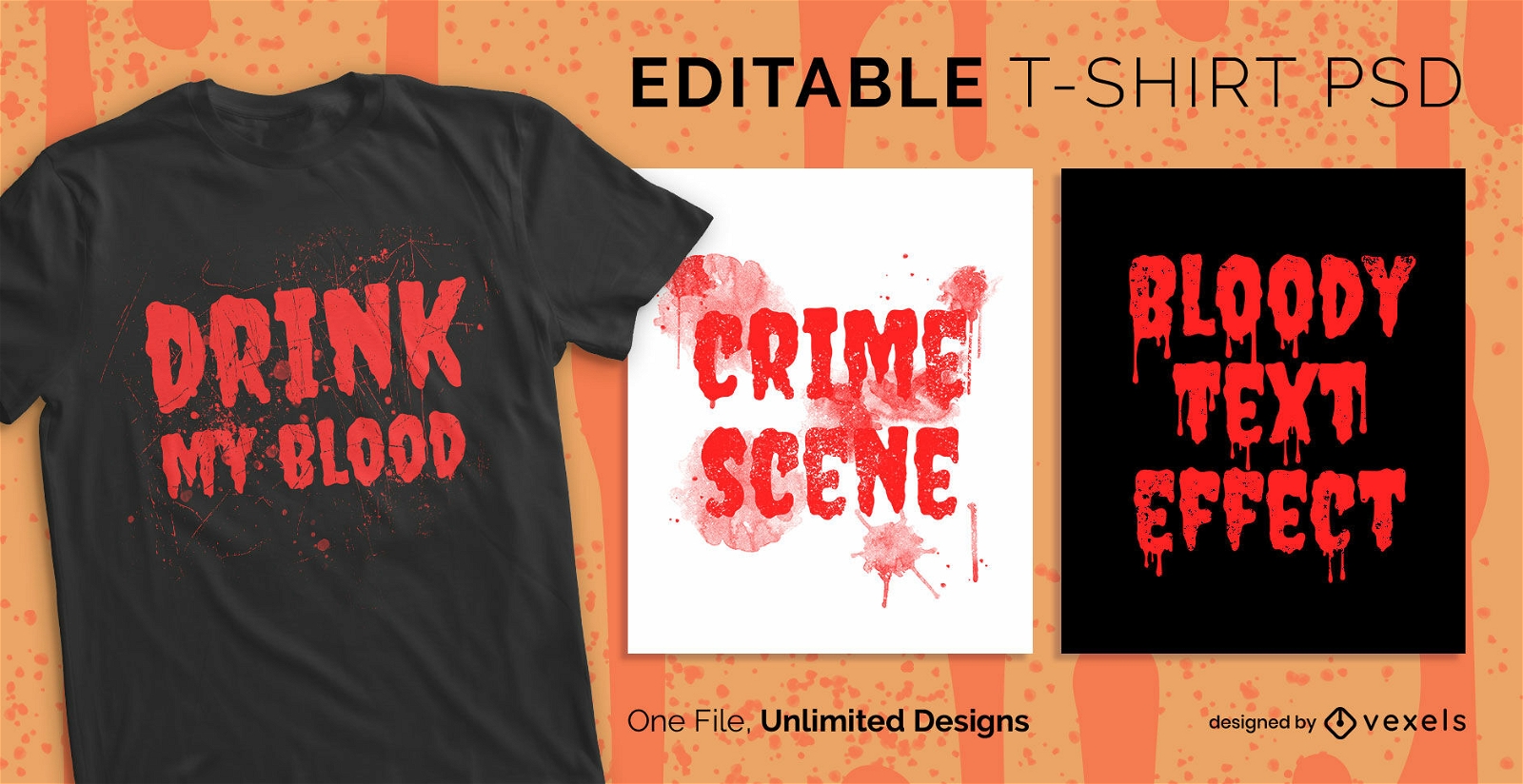 Bloody text scalable t-shirt psd