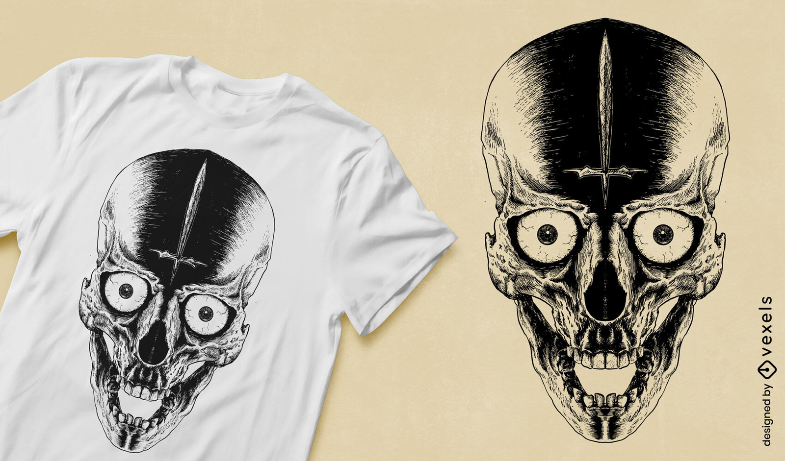 Diseño de camiseta de calavera con globos oculares