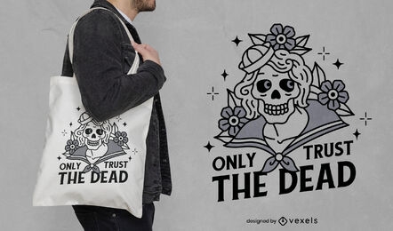 Zombie Woman Cartoon Tote Bag Design Vector Download