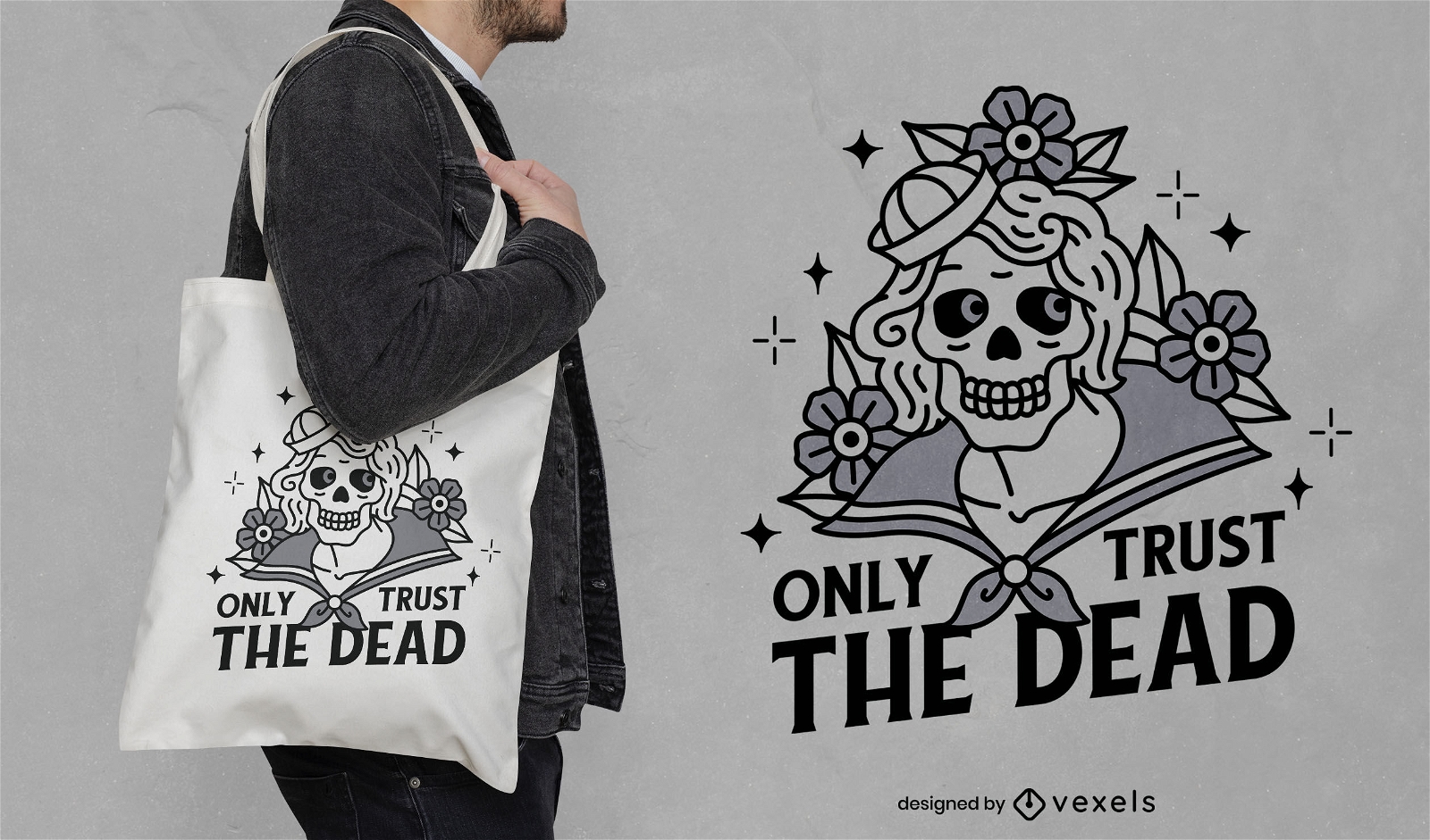 Zombie-Frauen-Cartoon-Einkaufstasche-Design