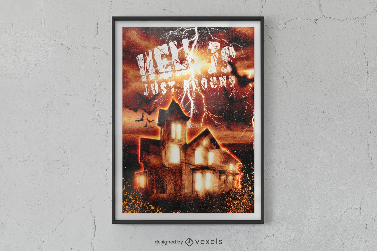 Haunted house bolt lightning poster design