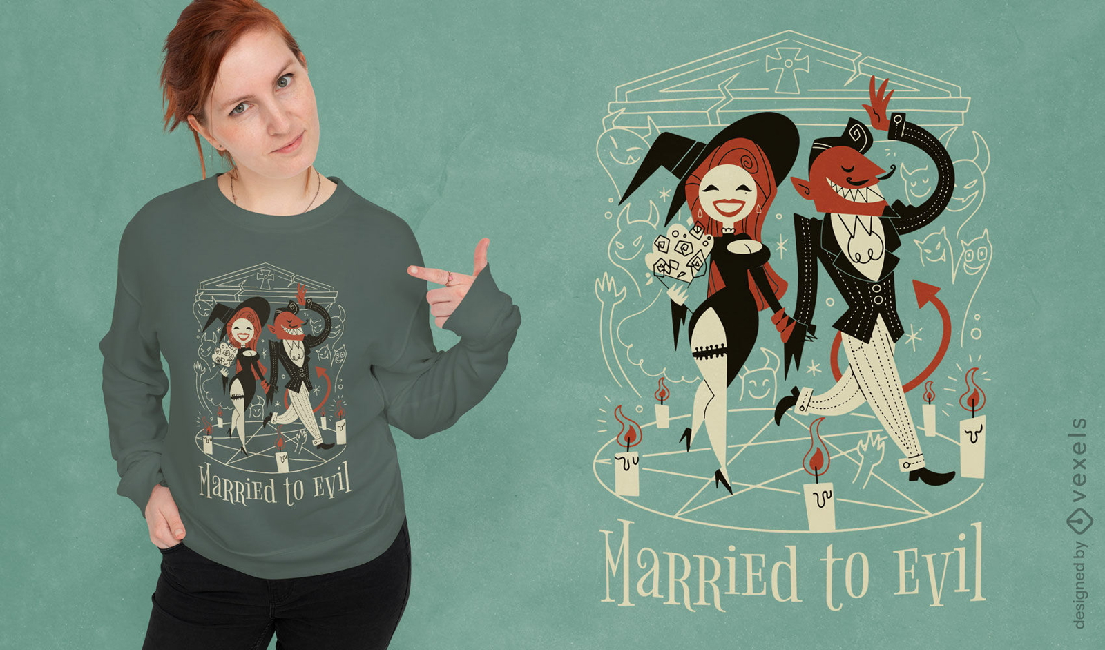 Halloween married couple t-shirt design