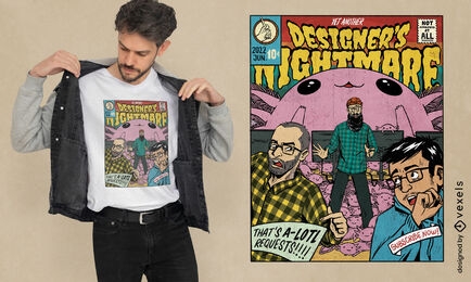Designer's nightmare comic t-shirt design