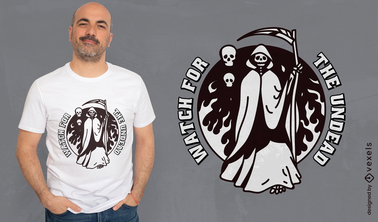 Diseño de camiseta de muertos vivientes Grim Reaper