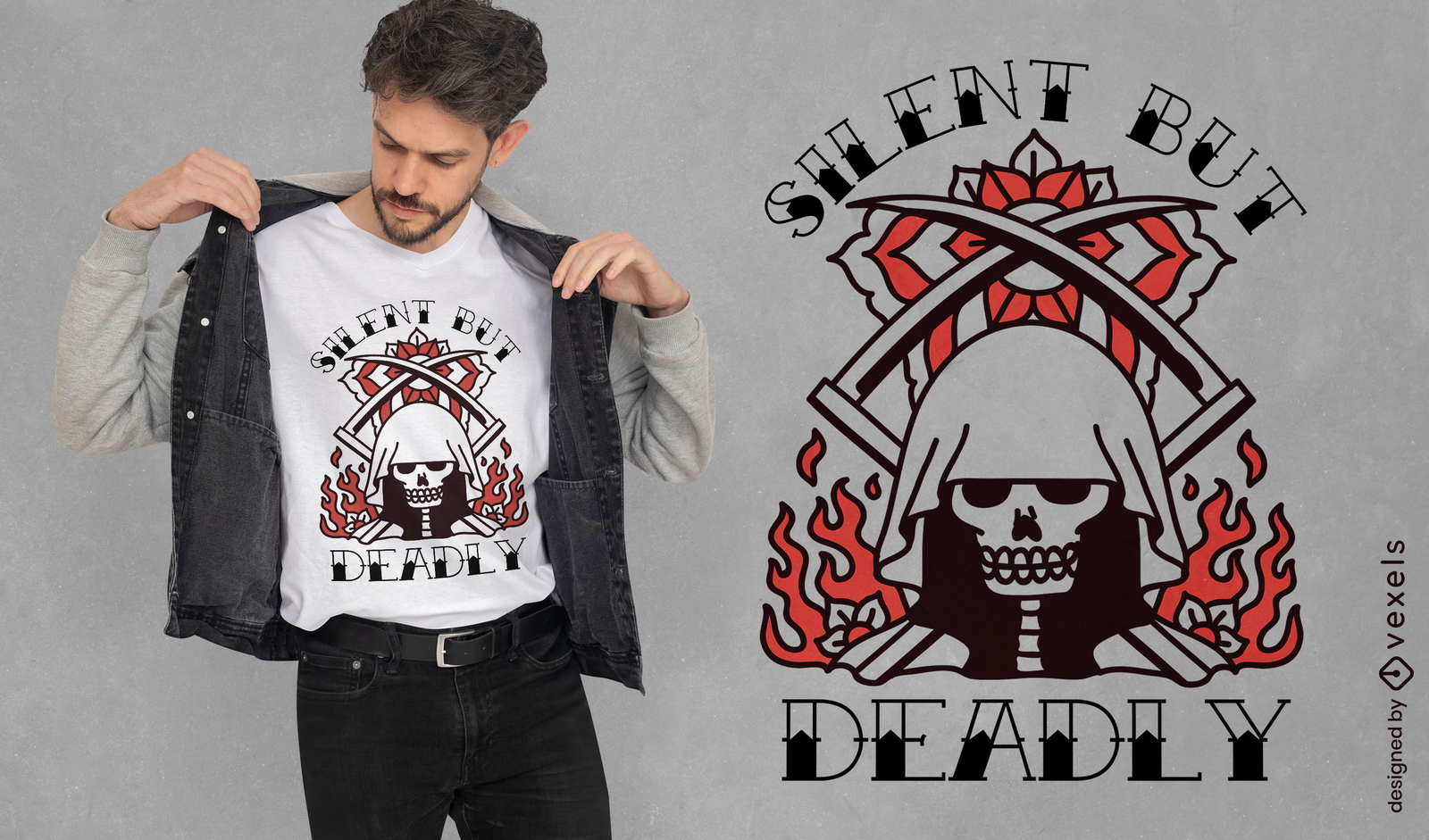 Diseño de camiseta de tatuaje Deadly Grim Reaper