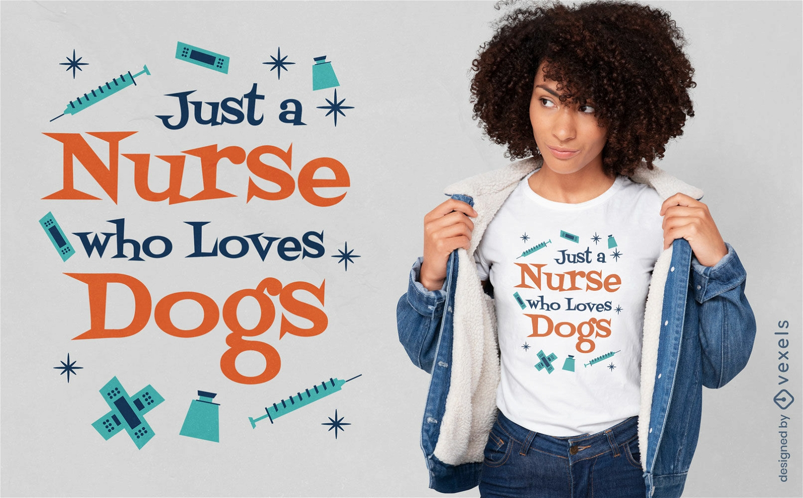 Krankenschwester, die Hunde-T-Shirt-Design liebt