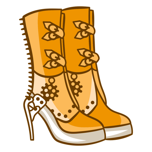 Steampunk boots with intricate metal embellishments PNG Design