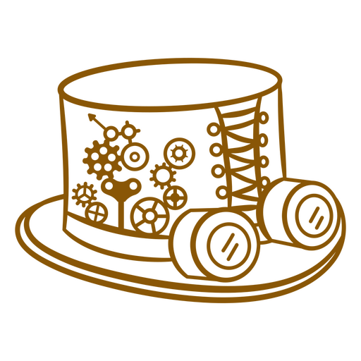 Chapéu vintage estilo steampunk com óculos Desenho PNG