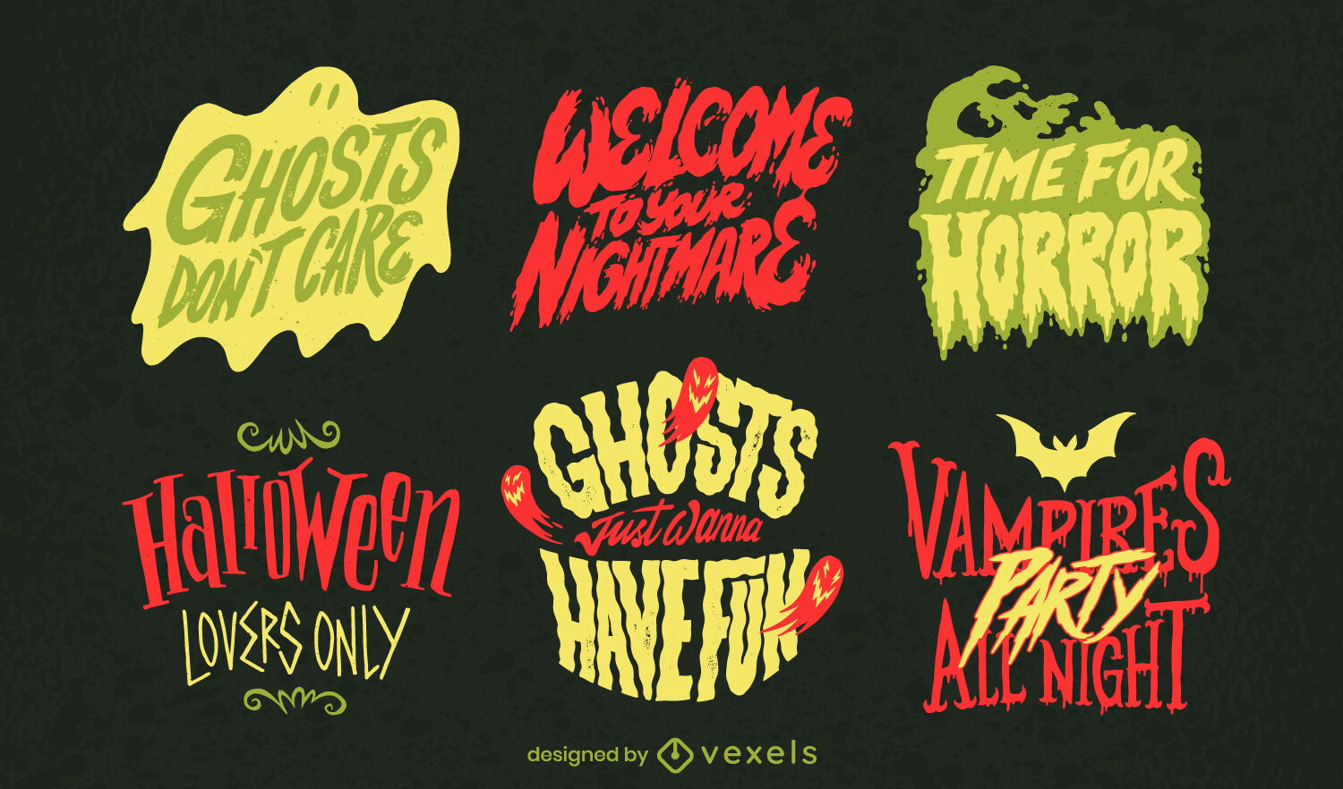 Halloween lettering quotes set