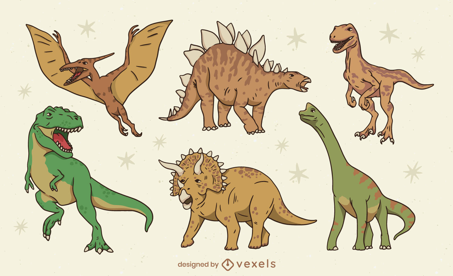 Cute Dinosaur Animals Doing Yoga Set Vector Download