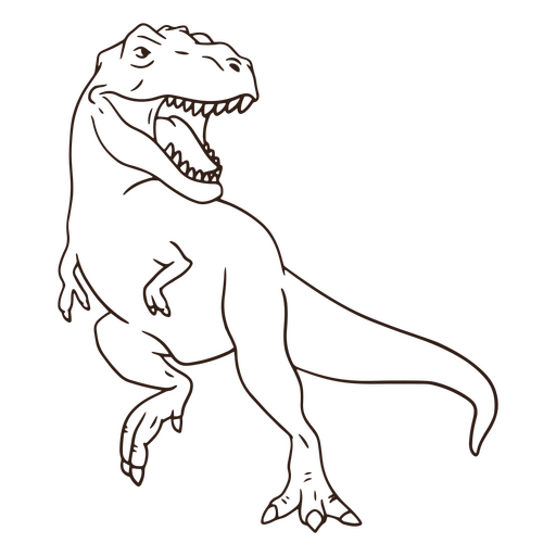 T-rex jurassic dinosaur stroke PNG Design