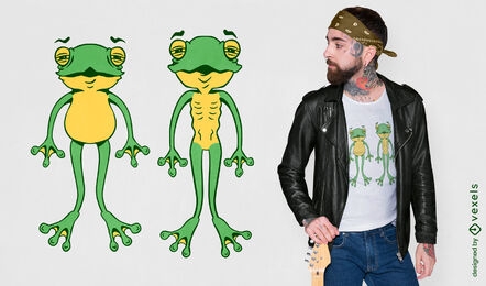 Diseño de camiseta de dibujos animados de dos animales de rana