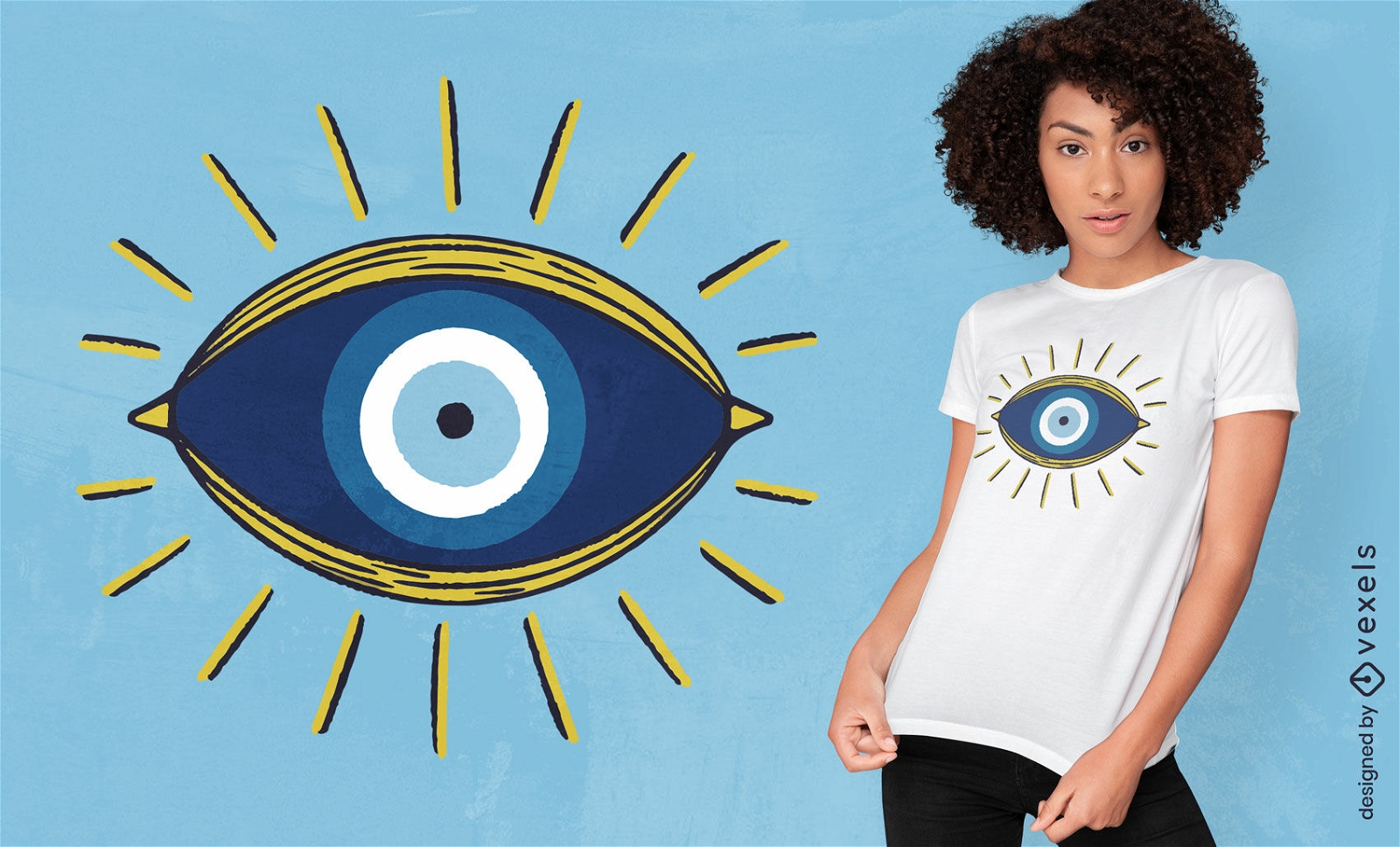 Diseño de camiseta religiosa de ojo de hamsa.