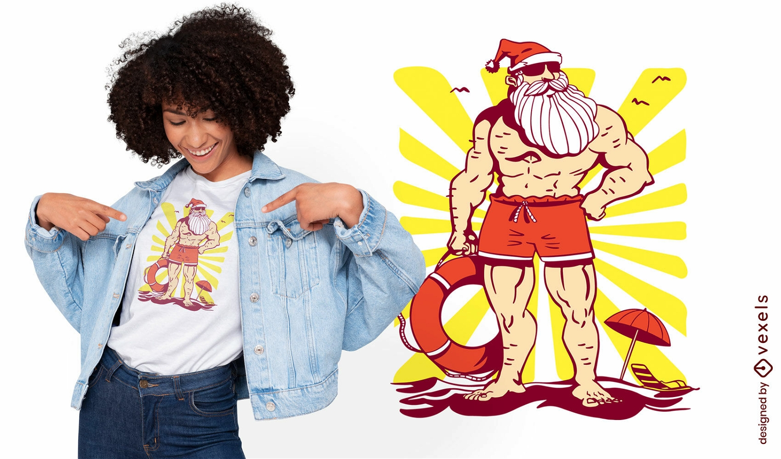 Santa Claus at the beach t-shirt design