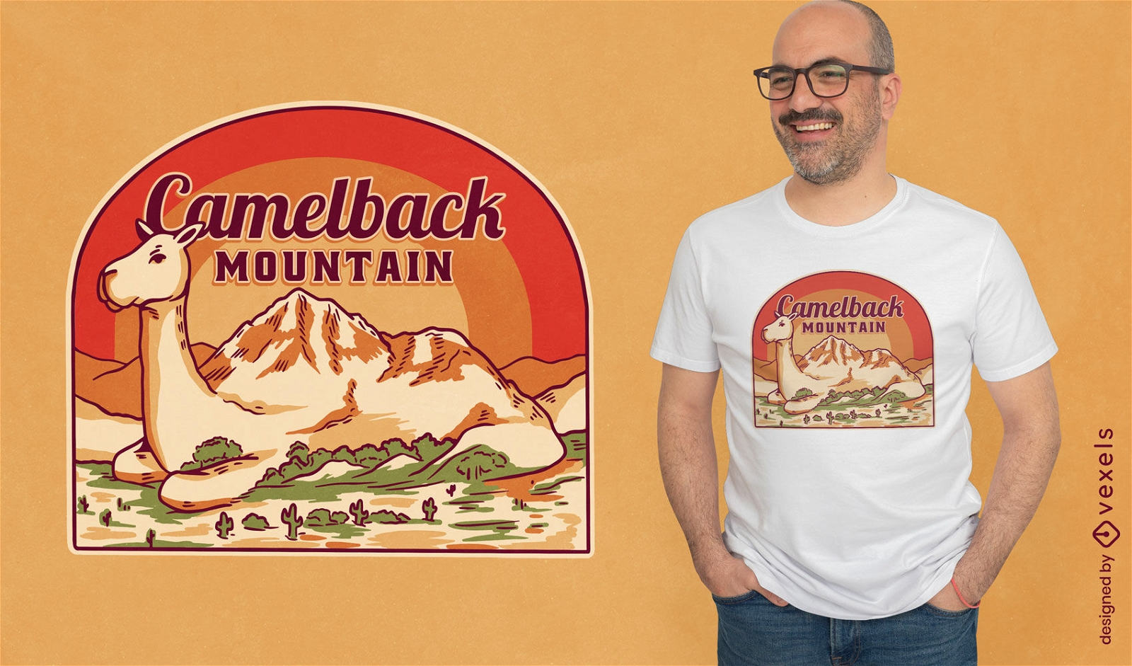 Camel mountain landscape t-shirt design