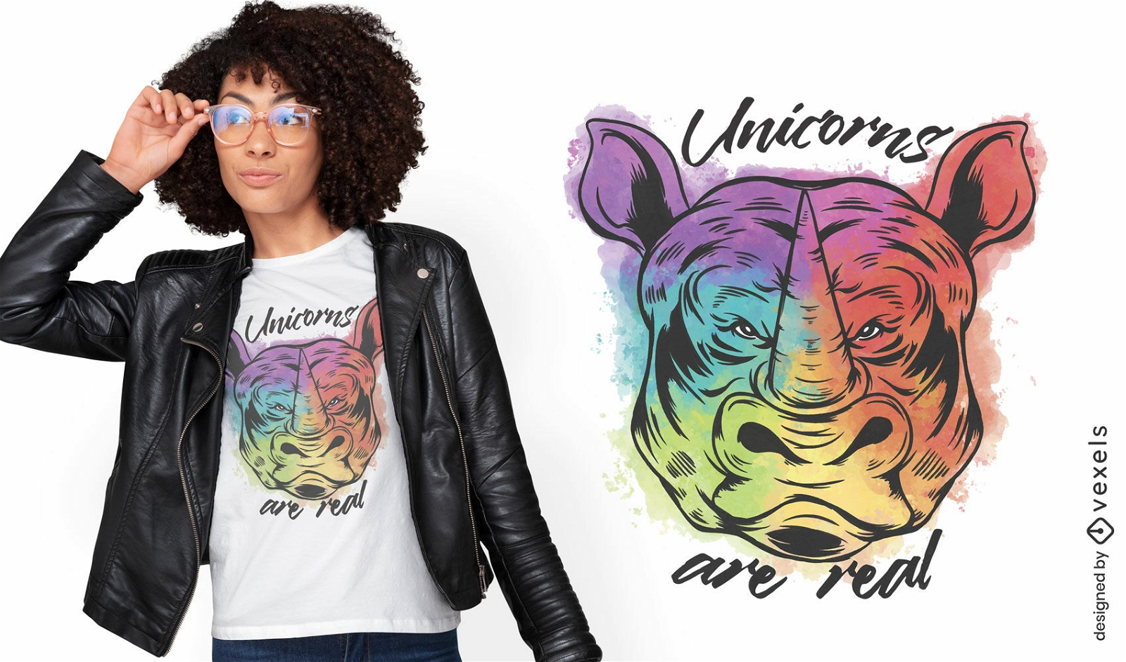 Design de camiseta colorida de animal rinoceronte
