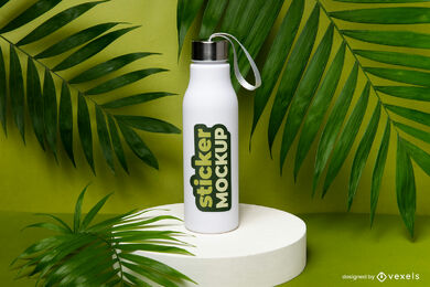 Sticker on bottle mockup design