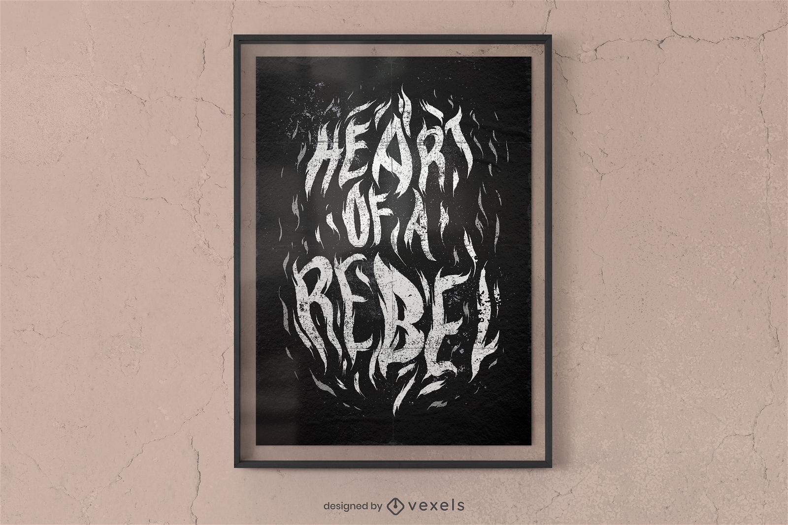 Rebel heart distressed poster design