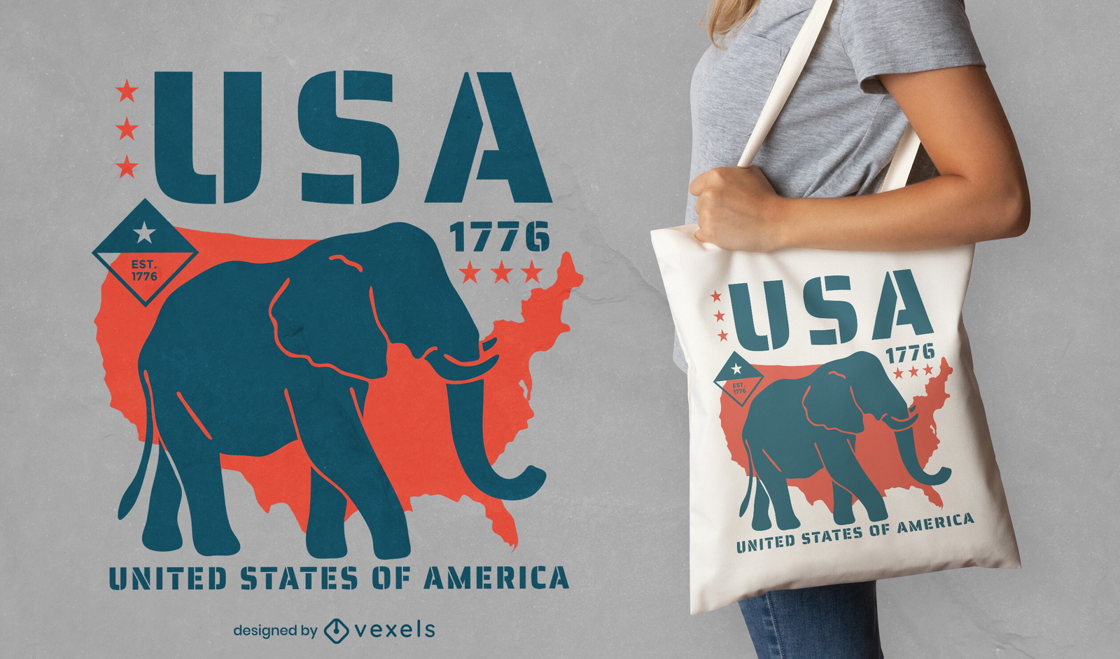 Diseño de bolso tote de elefante republicano