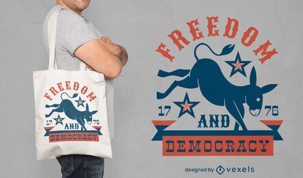 Design de bolsa de citação de burro democrata