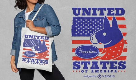 Donkey with American flag tote bag design