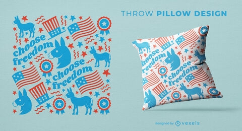 Democrats donkey pattern throw pillow design