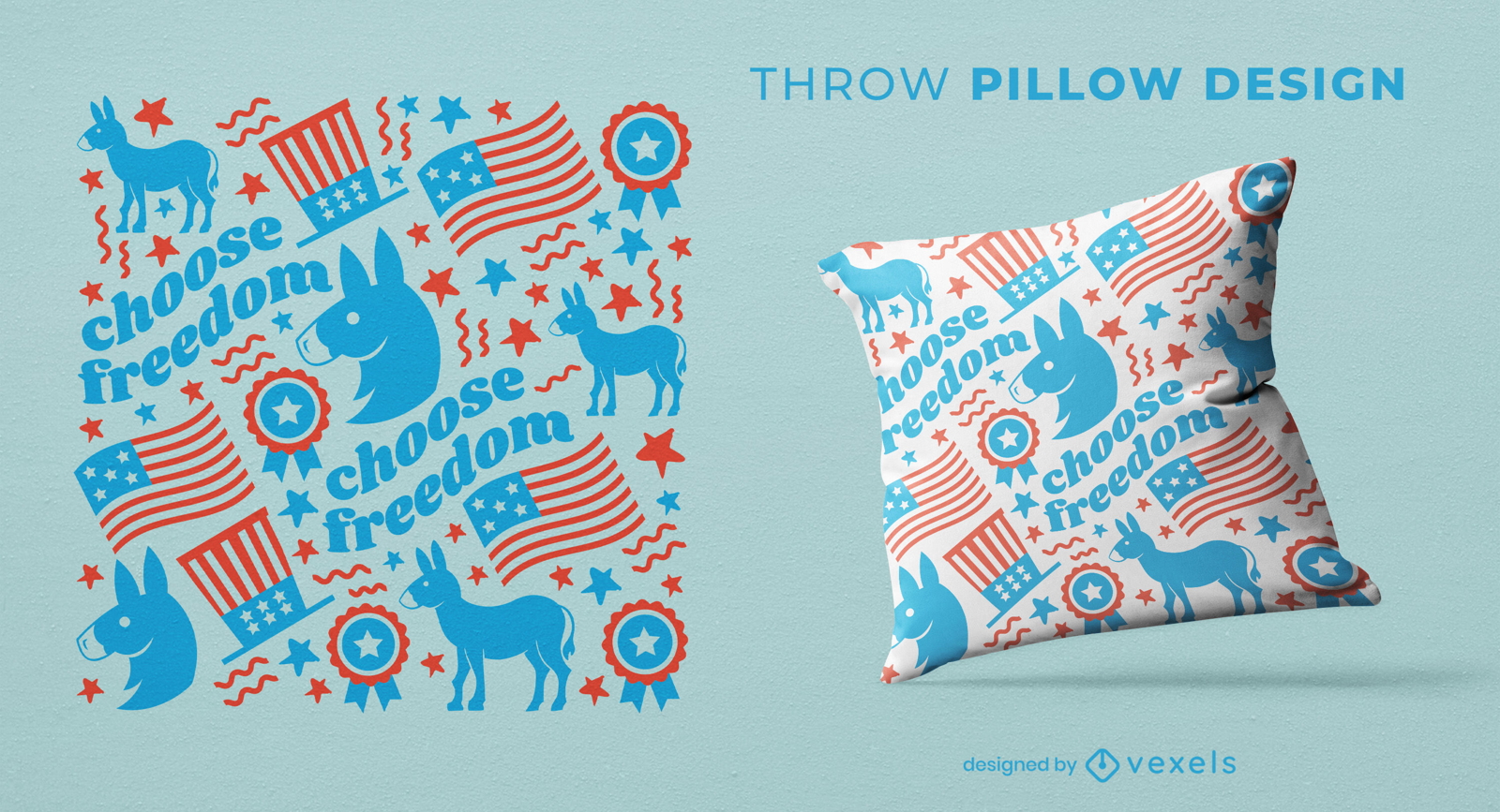 Diseño de almohada de tiro con patrón de burro de los demócratas