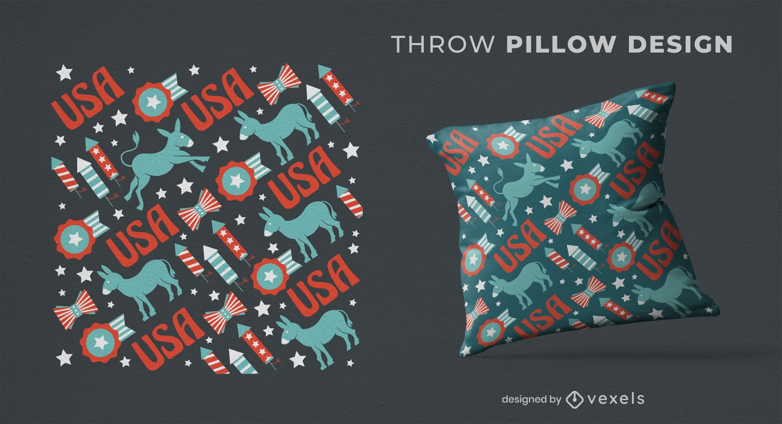 USA democrats pattern throw pillow design