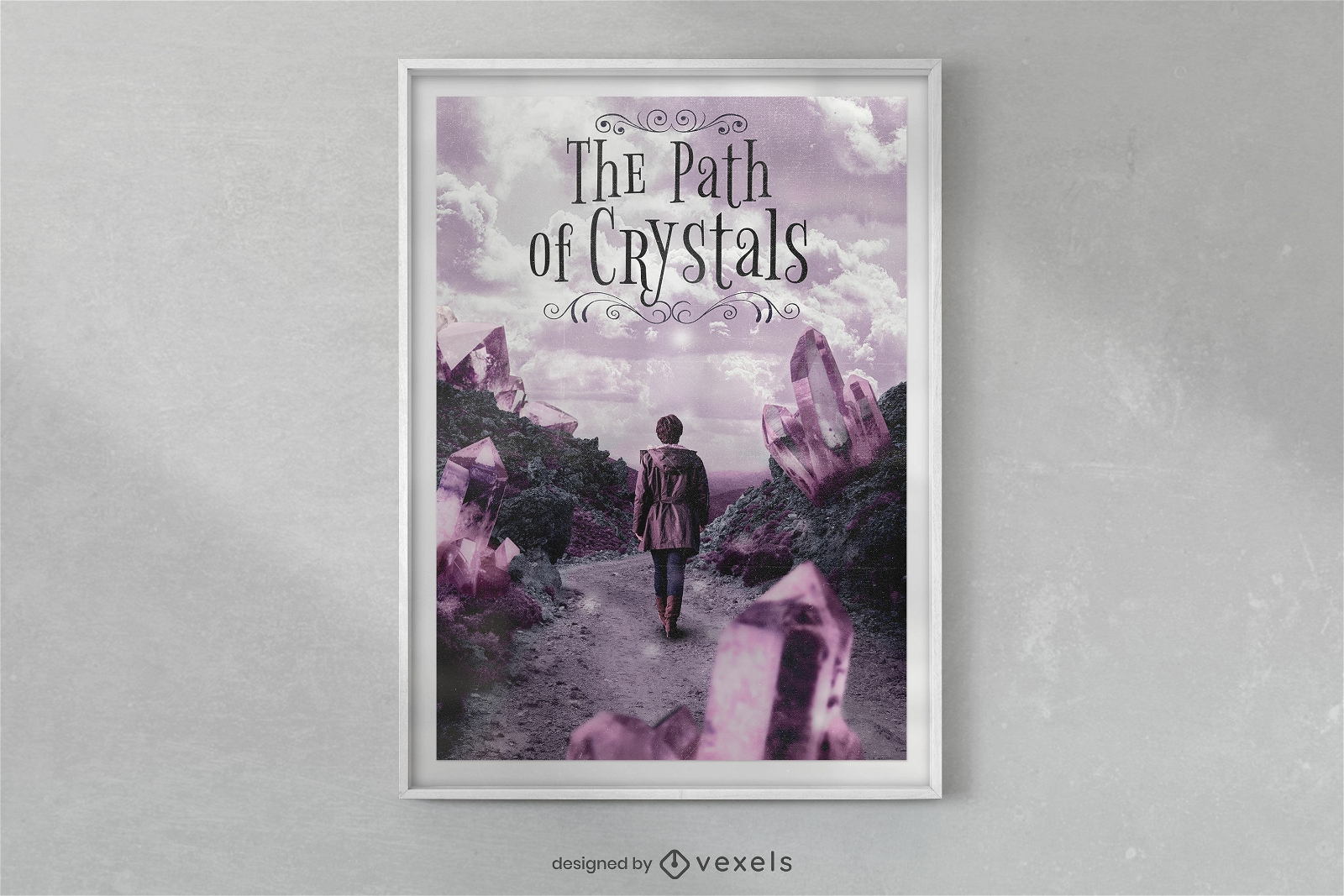 Camino de diseño de carteles de fantasía de cristales.