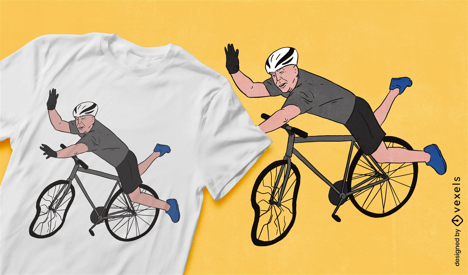 Hombre cayendo del dise?o de camiseta de bicicleta.