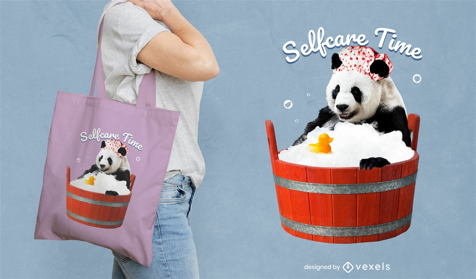 Panda animal bathing tote bag design