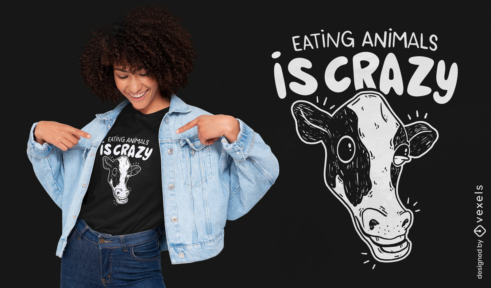Design de camiseta de desenho animado de vaca louca