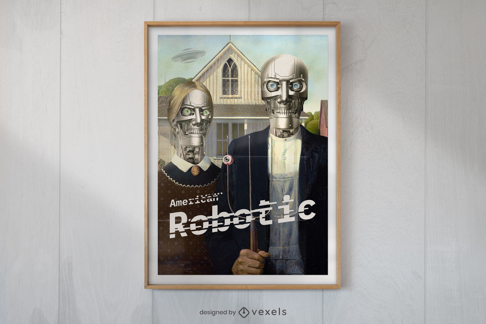 Diseño de carteles de robots familiares estadounidenses.