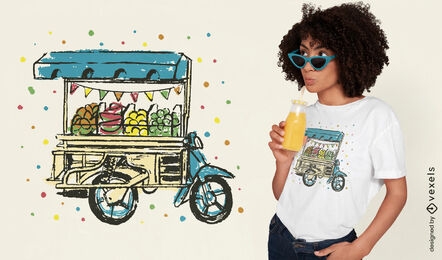 Diseño de camiseta de carro de frutas y verduras.