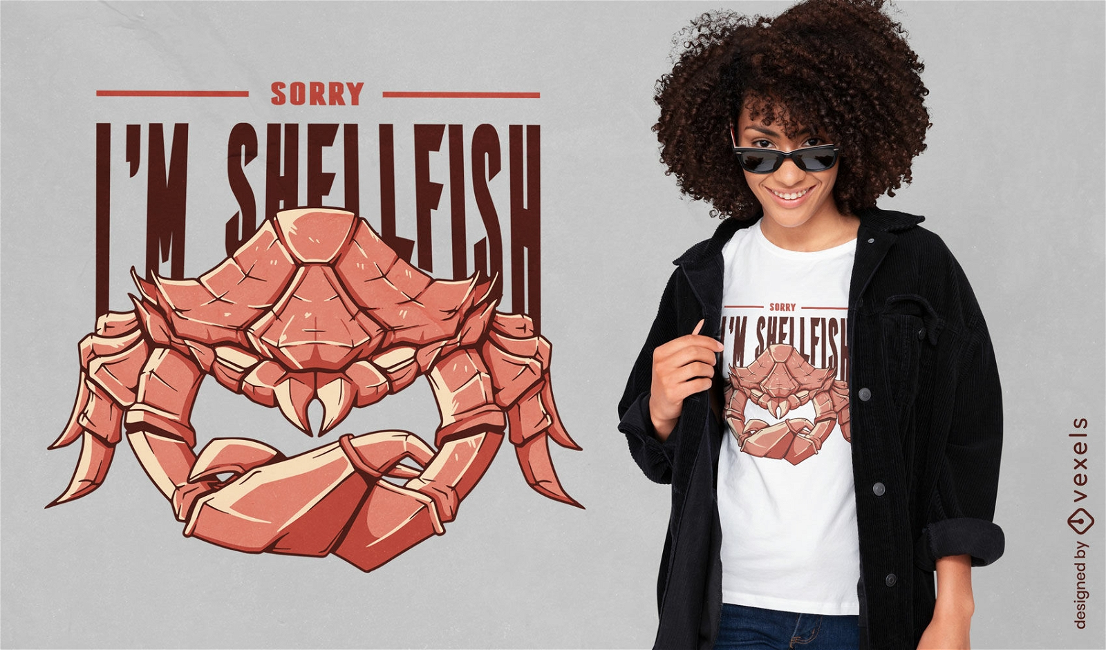 Diseño de camiseta de cangrejo de marisco.