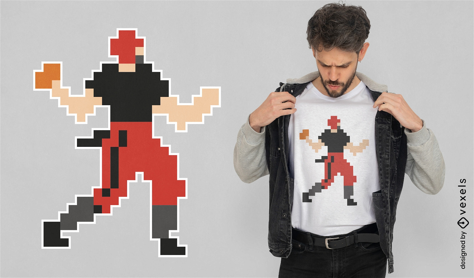 Design de camiseta de pixel art de jogador de futebol americano