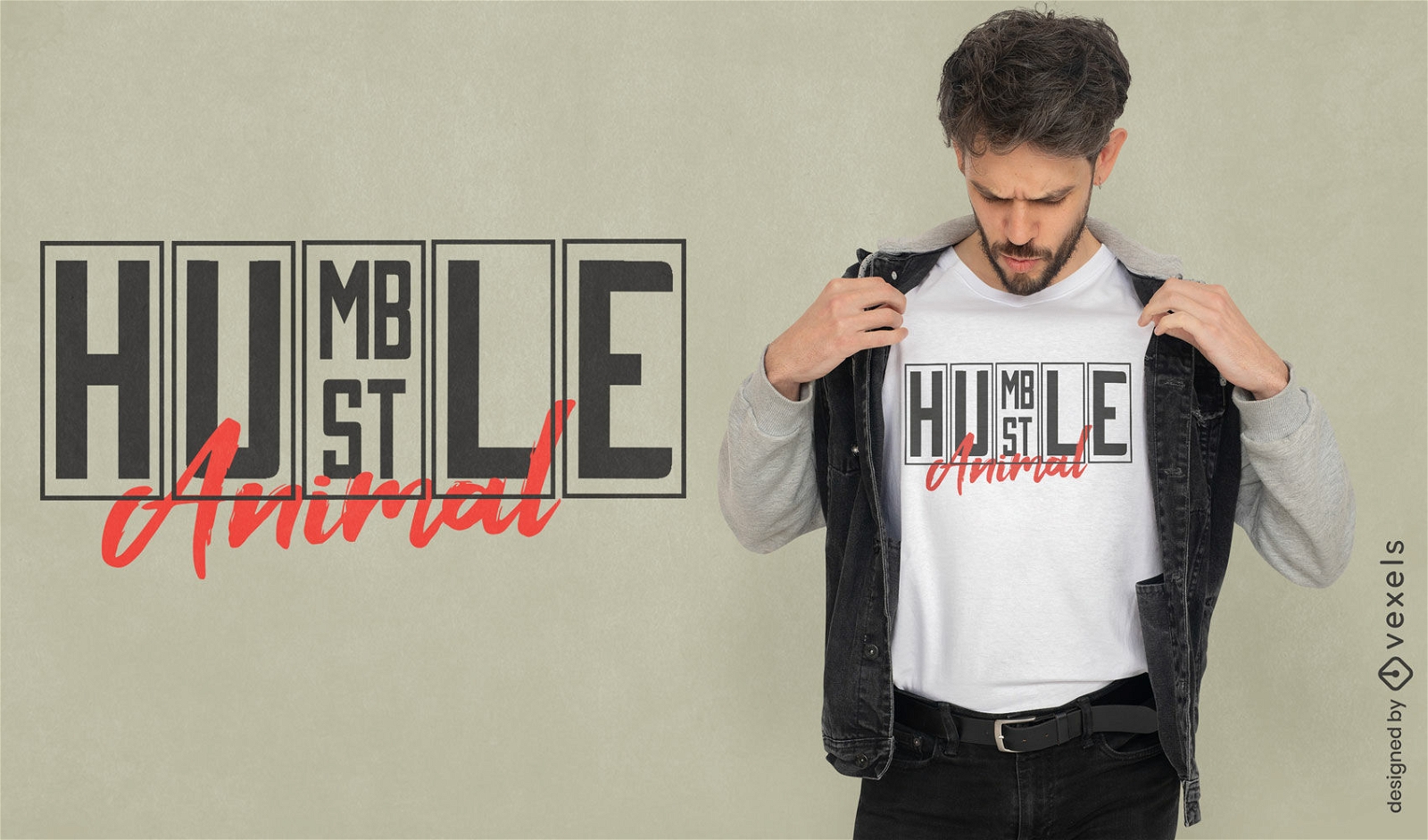 Humble Hustle Animal Zitat T-Shirt Design