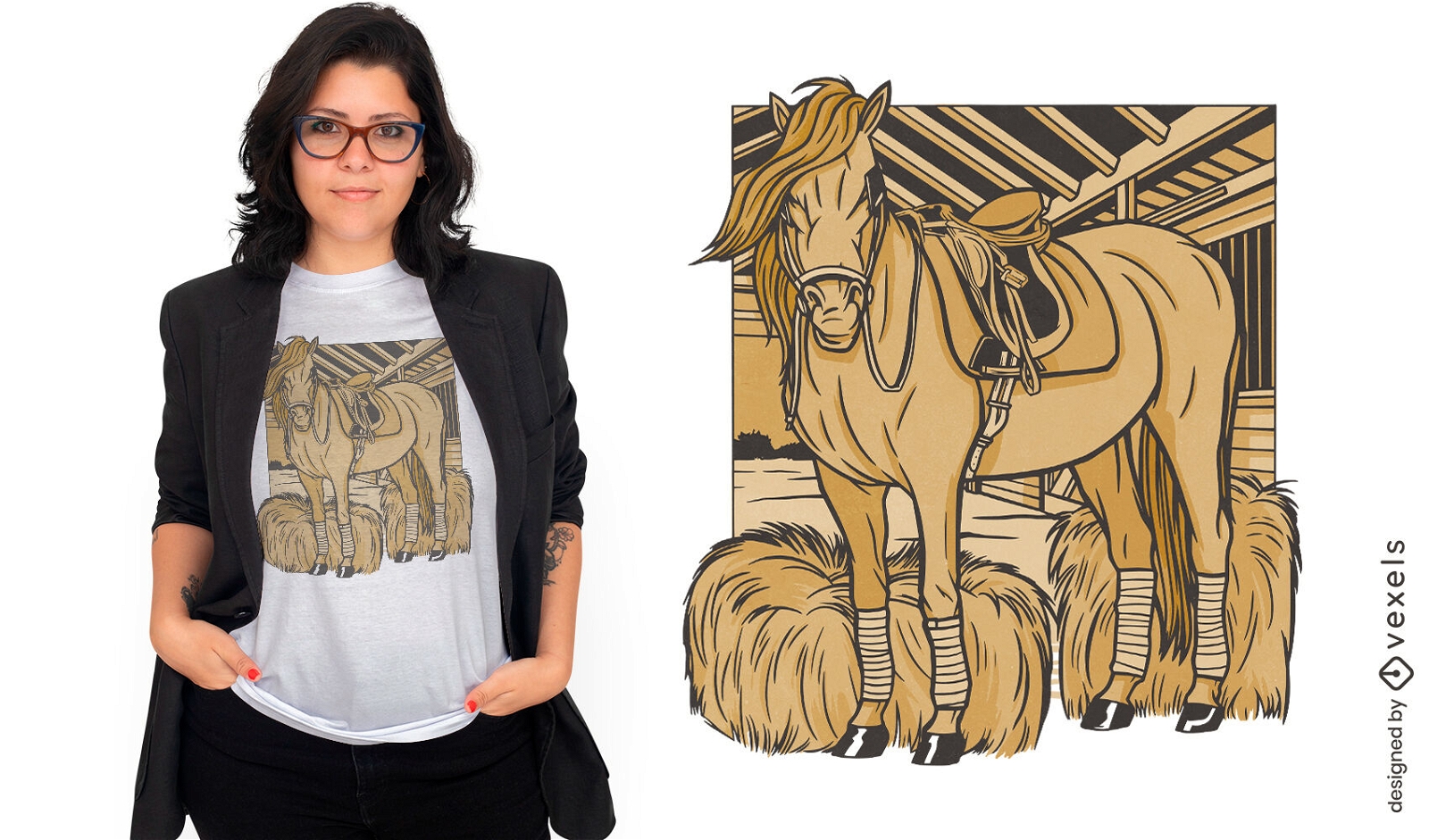 Animal de cavalo em um design de camiseta estável
