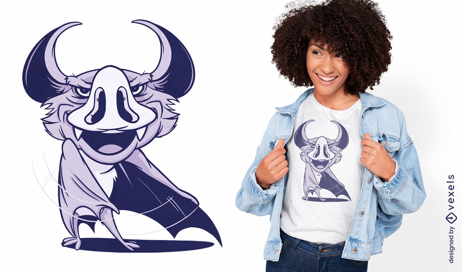 Diseño de camiseta de baile de murciélago de dibujos animados