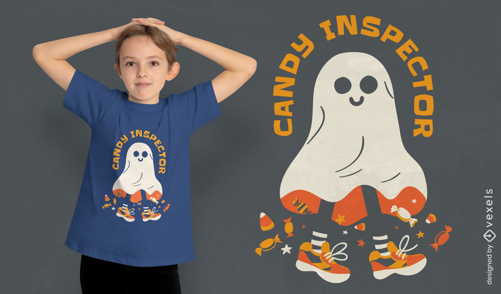 Dise?o de camiseta de fantasma de caramelo de dibujos animados