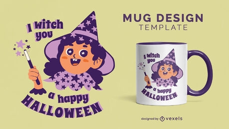 Diseño de taza de bruja amigable feliz Halloween