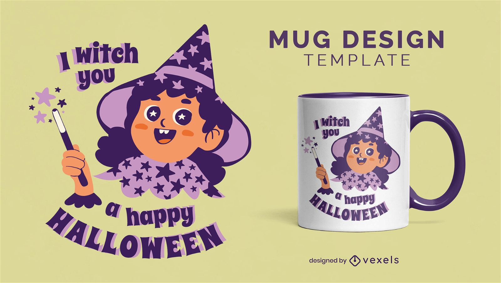 Happy Halloween friendly witch mug design