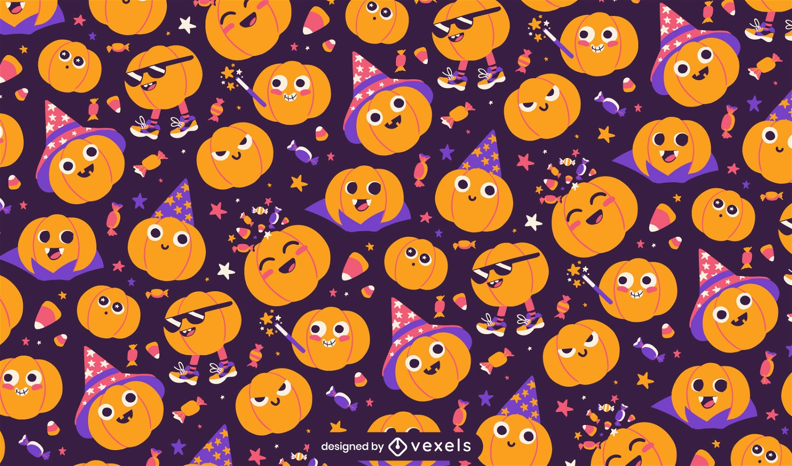 Cute Halloween Jack O' Lanterns pattern design