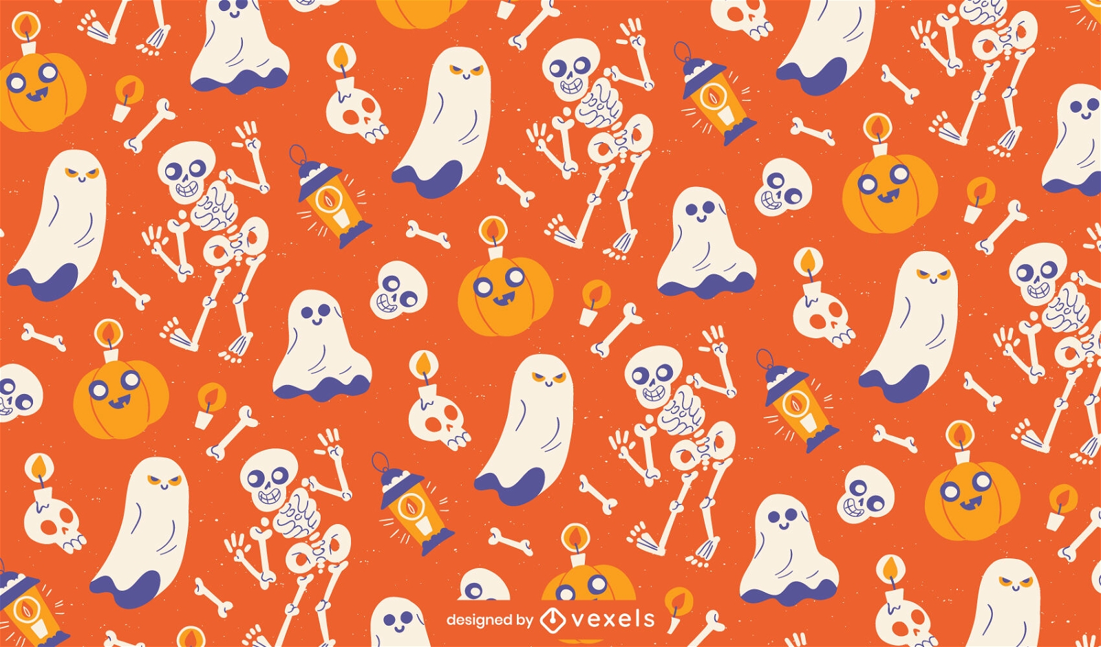 Fantasmas e esqueletos de Halloween design de padr?o tileable
