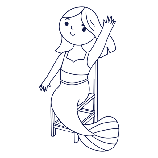 Mermaid sitting on a chairMermaid sitting on a pile of books PNG Design