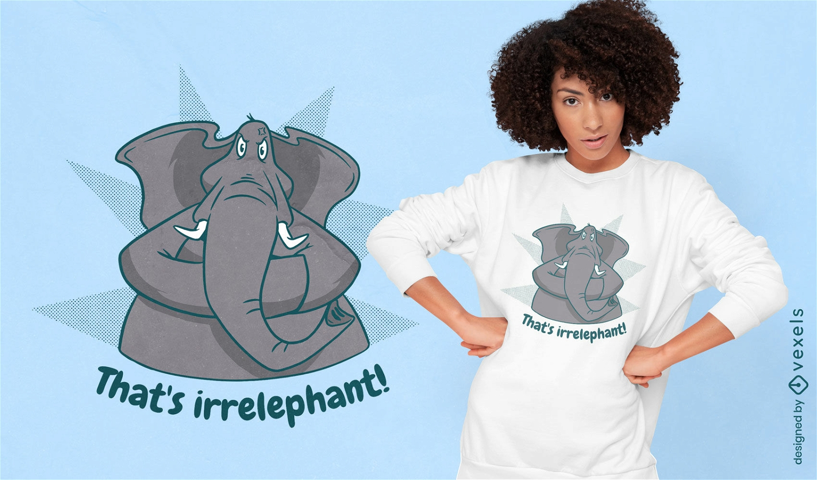 Diseño de camiseta de dibujos animados de elefante enojado